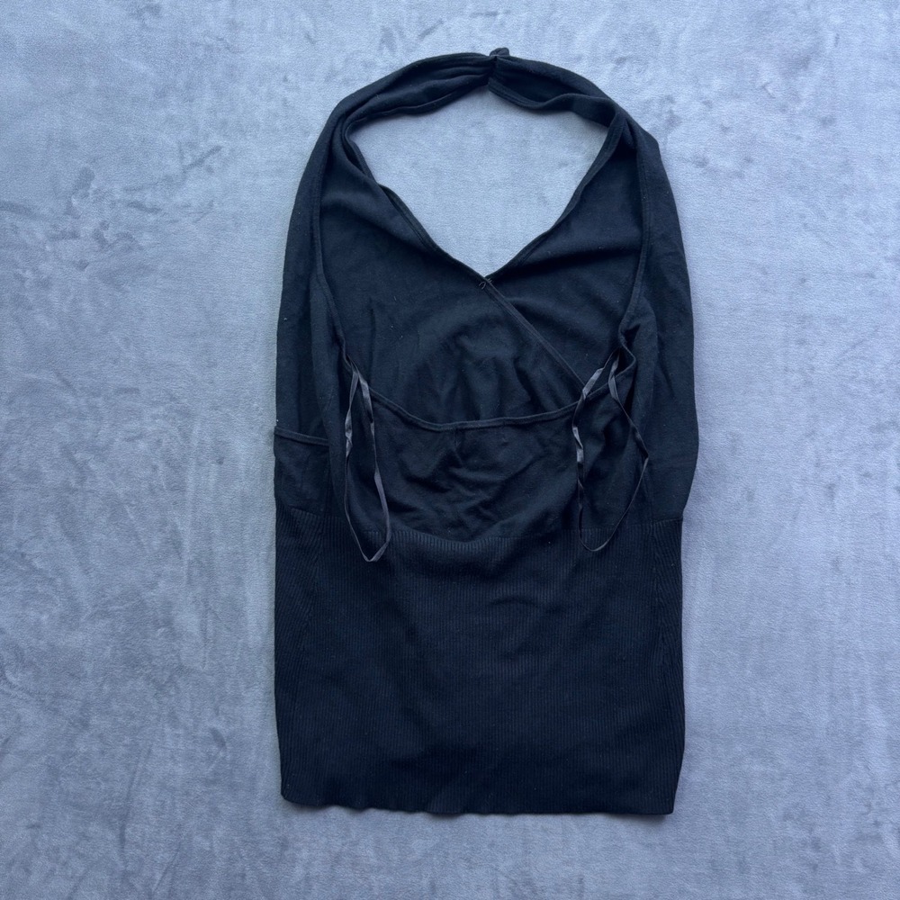 Old Navy Womens XL Black Ribbed Halter Top Surplice Neck Sleeveless Open Back - Picture 5 of 6